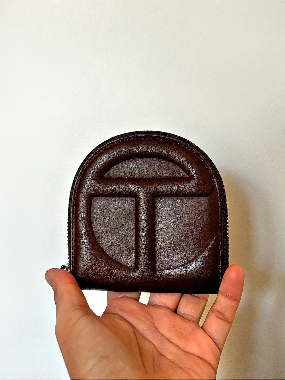 Telfar Circle Bag Brown Zip Cosmetic Pouch